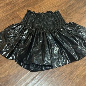 Queen of Sparkles Black Fake Leather Flowy Short